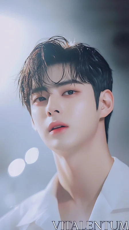 Soft morning glow on a contemplative digital portrait.