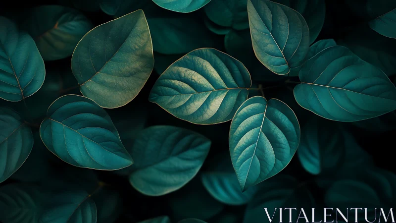 Gently lit teal leaves invite a calm, reflective moment