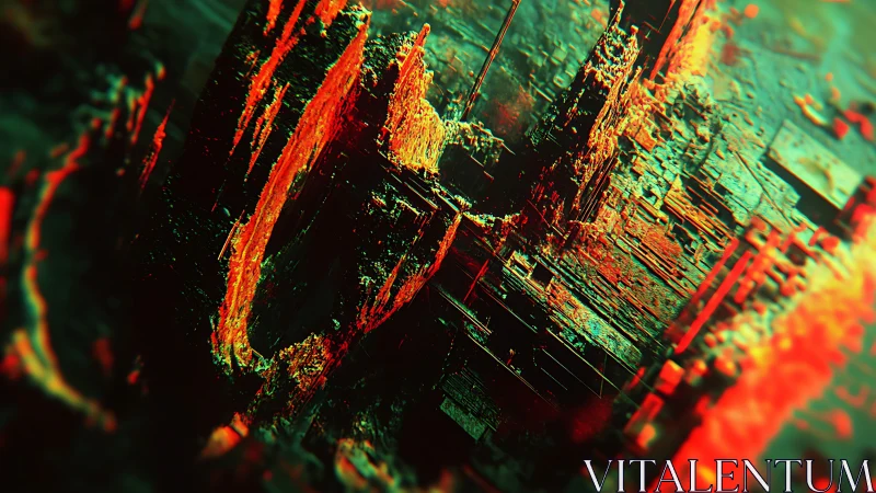 Glowing fractal metropolis collapses in molten neon light.