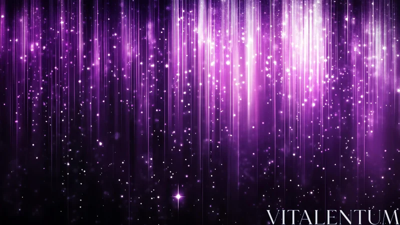 Radiant purple light streaks with glowing sparkles, abstract digital art.