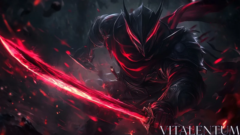 Midnight warlord carves burning arcs through the void