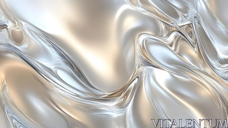 Abstract liquid metal waves in a smooth, glossy digital artwork.