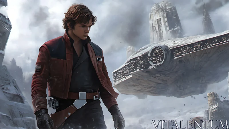 Rogue pilot stalks the snow as a battered freighter looms overhead