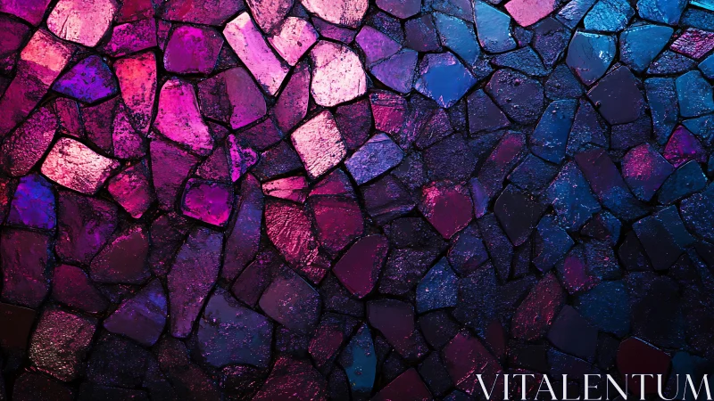 Abstract mosaic pattern with vibrant pink and blue tones, modern style.