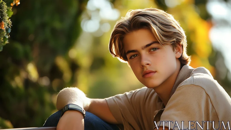 Golden hour portrait of contemplative teen with soft bokeh.