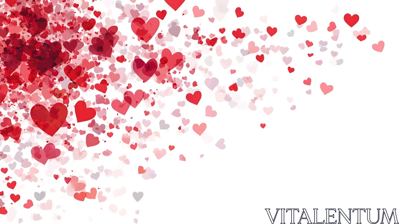 Cascading Hearts Gradient: Red to Pink Dispersal Pattern