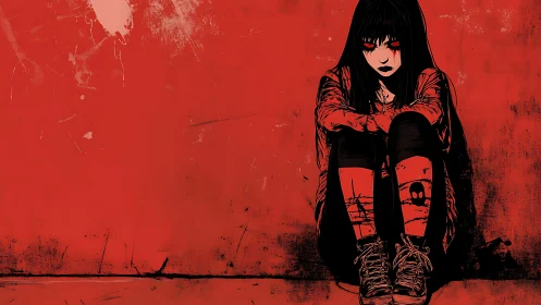 Haunting red portrait captures a quiet moment of fierce doubt