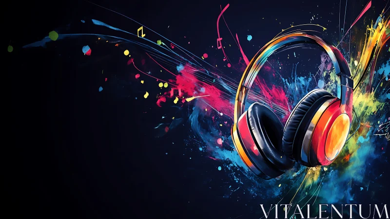 Chromatic blast headphones catching wild runaway soundwaves.