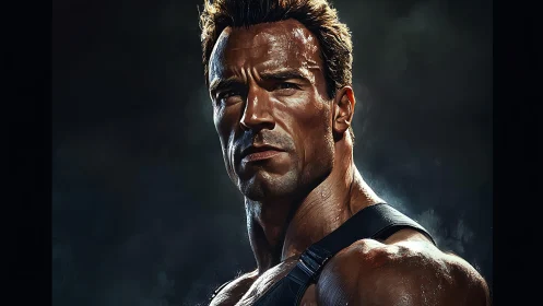 Strong male portrait in intense cinematic side lighting.
