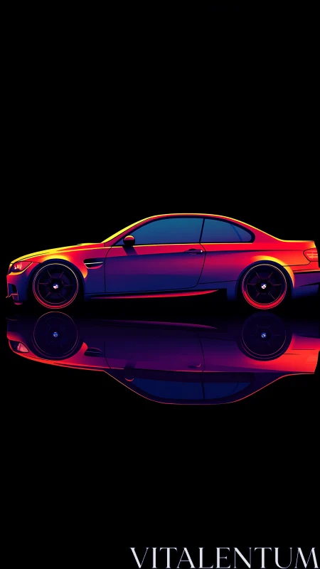 Glowing neon sports car cruising through a midnight dream.