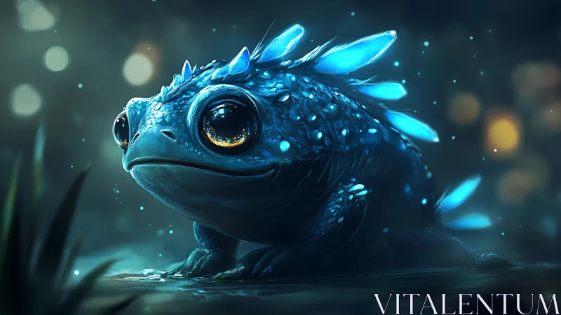 Bioluminescent amphibian portrait in cinematic digital painting.