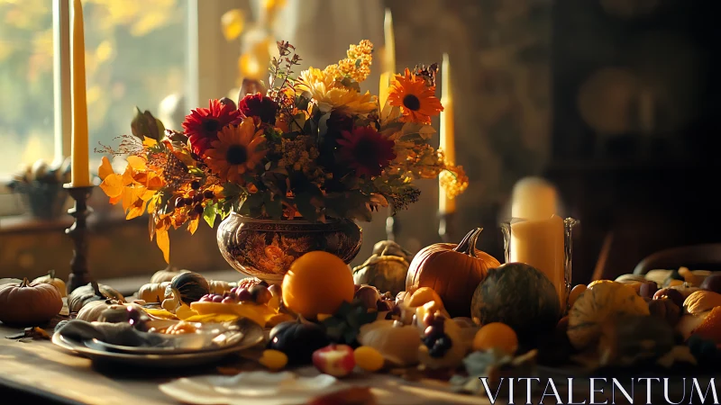 Autumnal still life arrangement captures warm candlelit harvest