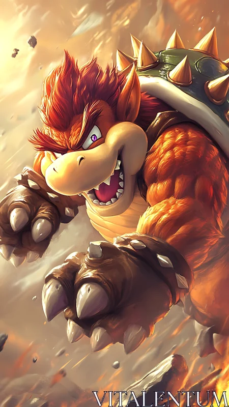 Dynamic dragon-turtle charge in cinematic digital painting style.