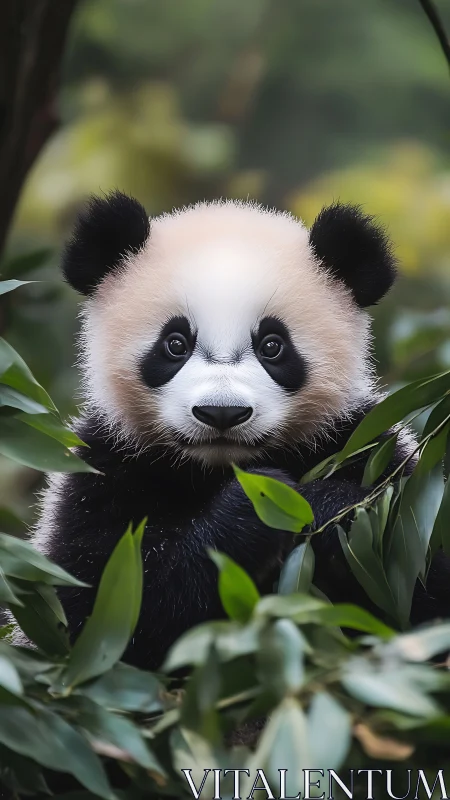 Round-eyed bamboo bandit posing in lush panda jungle.