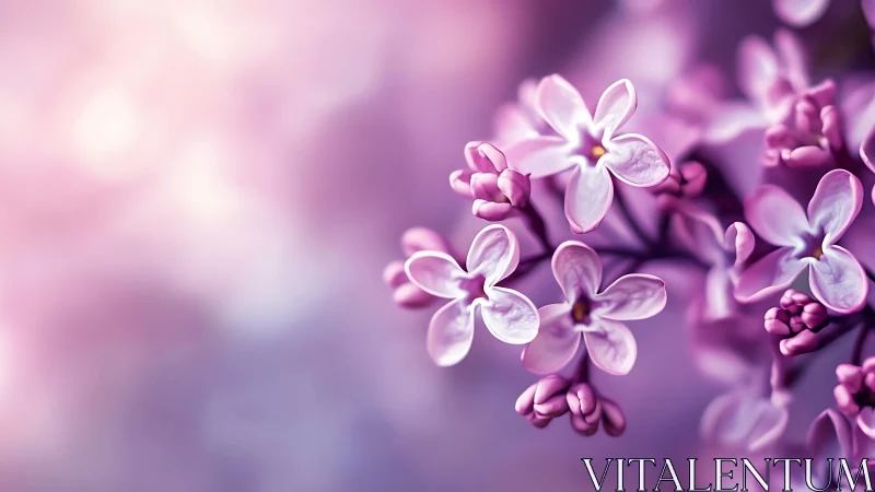 Lilac Cluster Floral Macro: Delicate Four-Petaled Botanical Specimen.