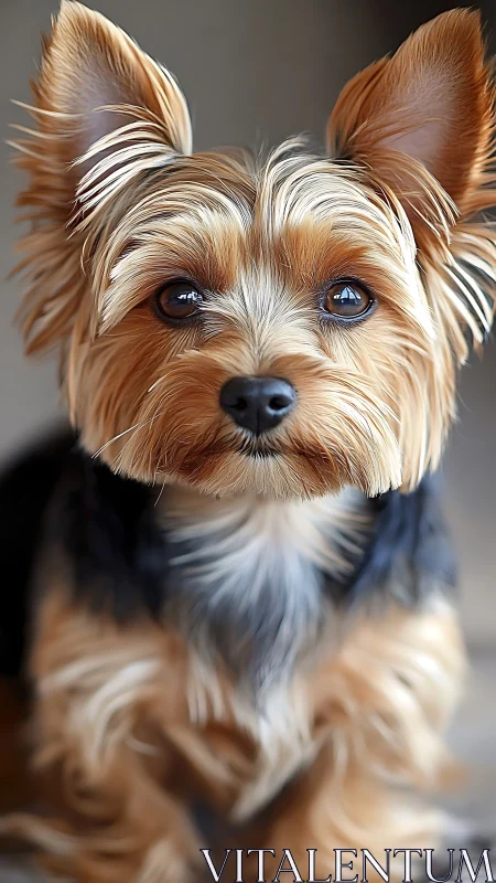 Silky-eared yorkie sentinel with starlit marble eyes.