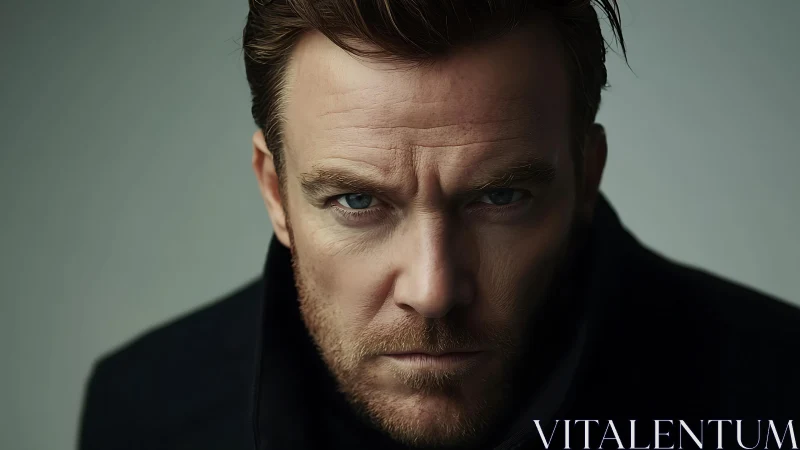 Male subject close-up with intense forward-facing gaze.