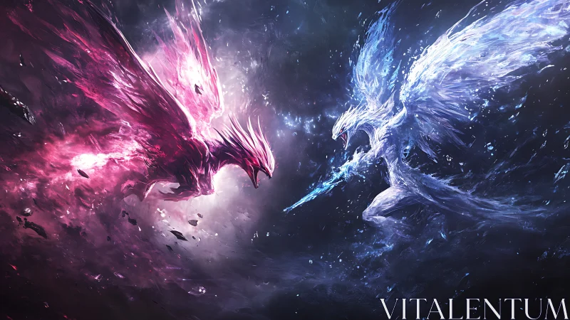 Opposed elemental bird deities collide in high-energy plasma clash