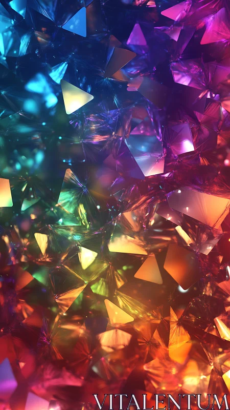 Prismatic triangles glow in a dreamy kaleidoscope of color