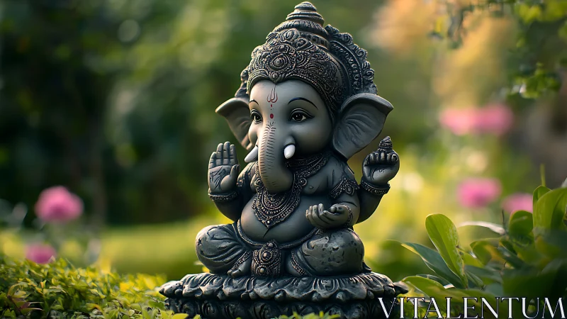 Gentle Ganesha garden statue welcomes with peaceful grace