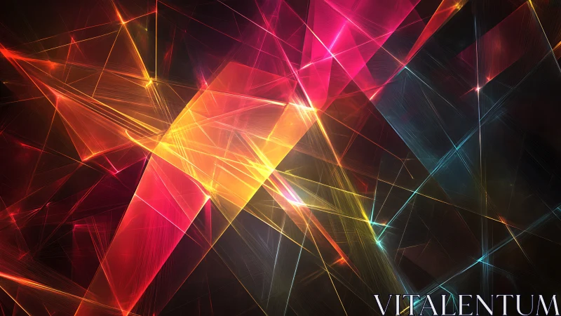 Prismatic light paths weaving a neon stained glass dream.