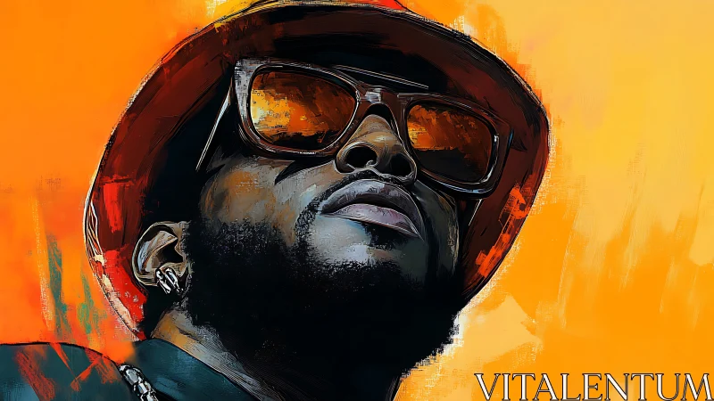 Bold digital portrait of confident man in orange glow.