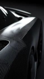 Carbon fiber supercar bodywork glows under hard light
