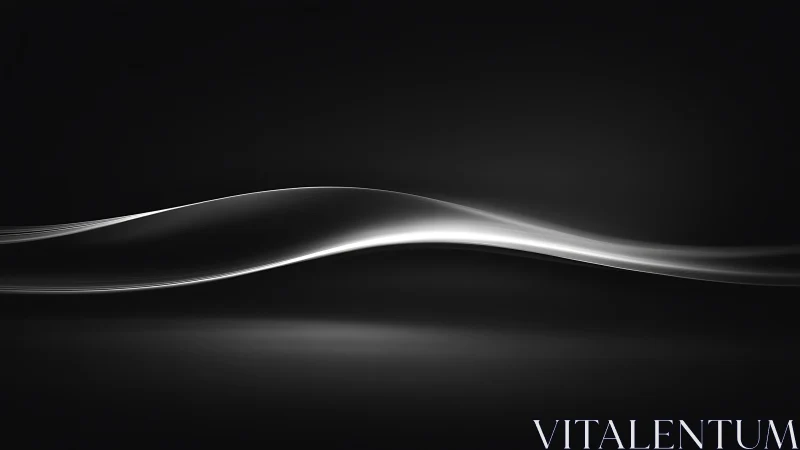 Luminous silver wave line gliding across black void space.