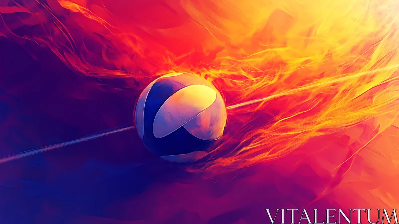 Fiery volleyball streaks across a vibrant abstract court.