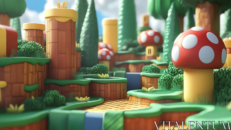 Playful Mushroom Valley in a Bright Cartoon Forest World.