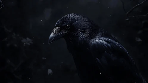 Raven in Darkness: Portrait of a Black Bird.