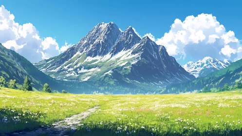 Digital rendering depicts distant snow-capped mountain range