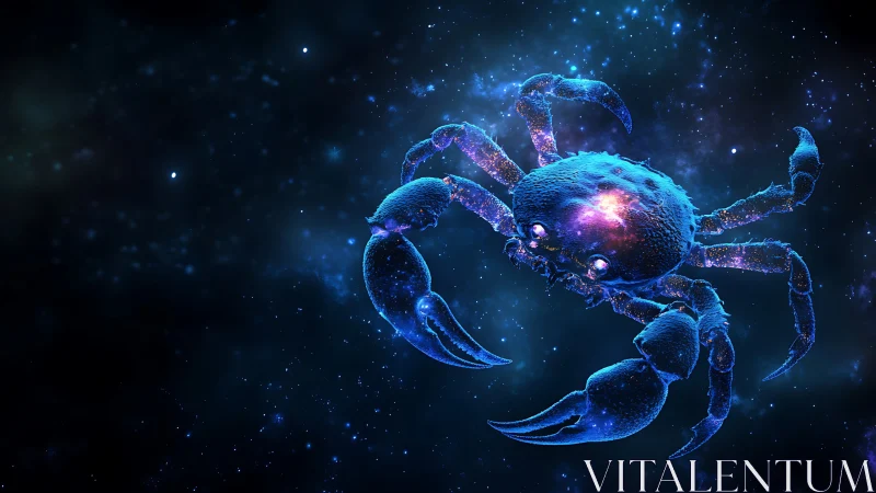 Starforge crab drifting through a luminous cosmic tide.