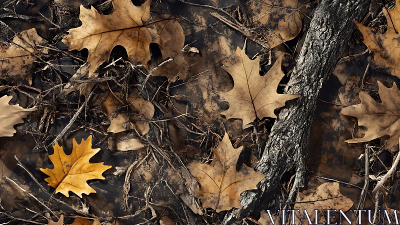 Autumn oak leaf litter forms layered organic camouflage pattern