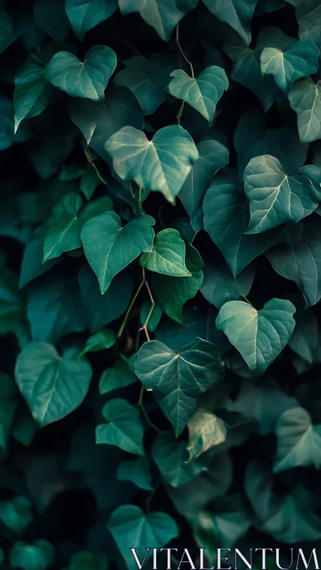 Gentle twilight ivy leaves forming a soft green curtain.