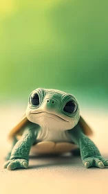 Hyperreal baby turtle portrait uses shallow depth of field