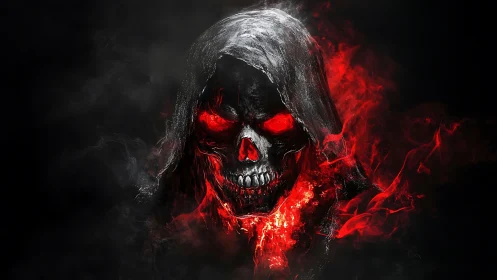Infernal Reaper grinning from a storm of molten shadows.