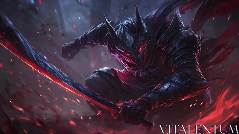 Shadow knight lunges forward with blazing crimson power