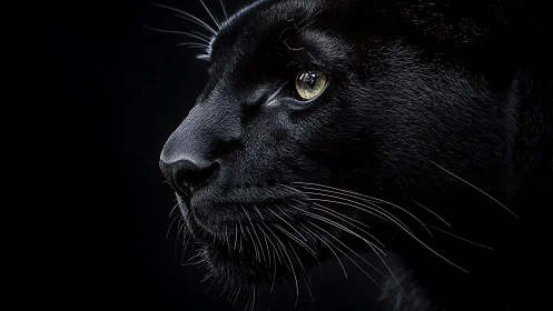 Captivating Black Panther Portrait in Golden Light.