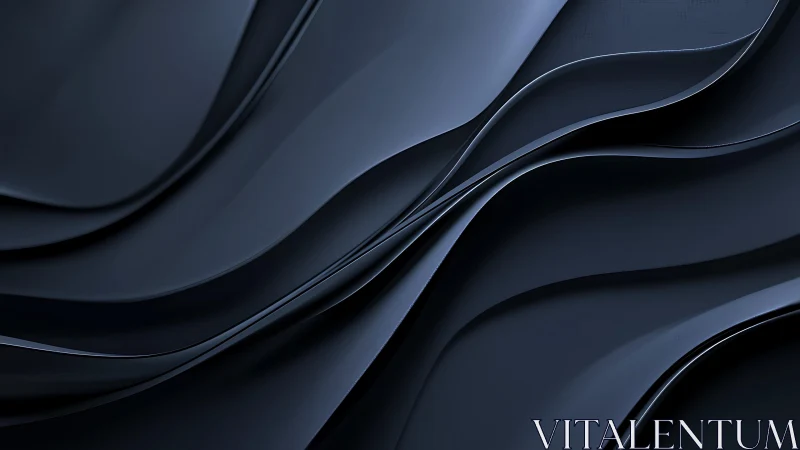 Sleek Black Abstract Waves Digital Art Background Design.