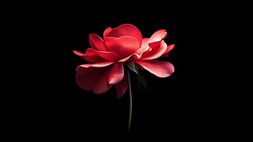 Red Rose Against Black Background.