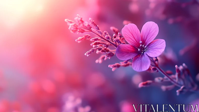 Pink Petaled Flower Blooming in Soft Gradient Light.