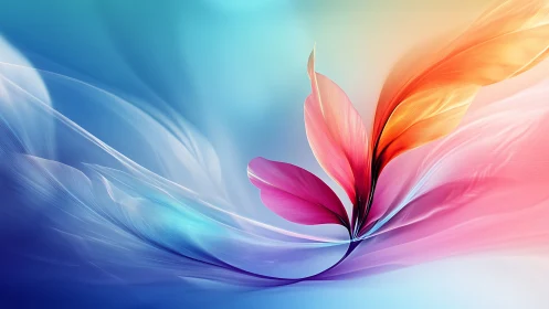 Abstract gradient petals form dynamic flowing digital composition