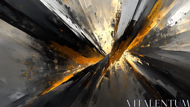 Dynamic abstract explosion with bold yellow and black strokes.
