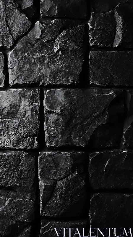 Midnight stone wall gleams with dramatic carved shadows.