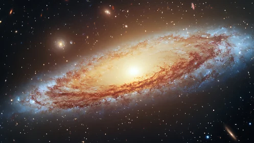 Spiral galaxy rendered with photorealistic deep-space detail