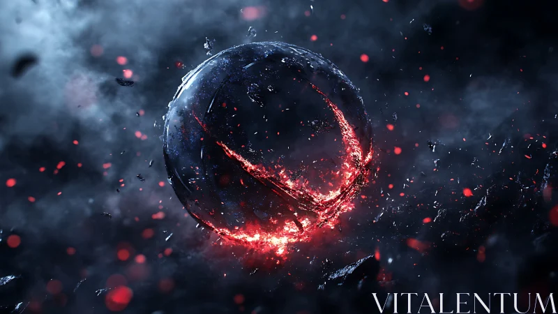 Molten cosmic sphere fractures through dark nebular dust