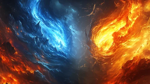 Opposing Elemental Energy Forms in Dynamic Collision