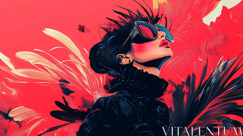 Bold sunglasses, wild color: a soaring portrait in red.