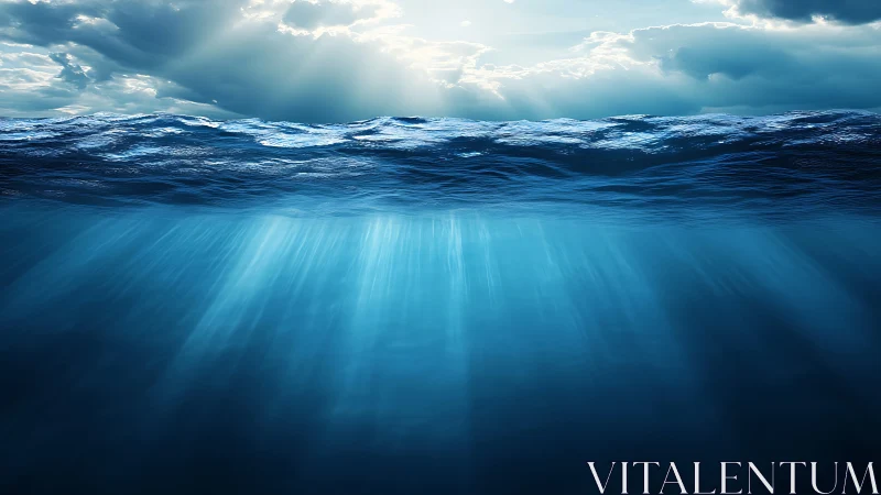 Calm blue ocean with gentle waves and sunlit depths.